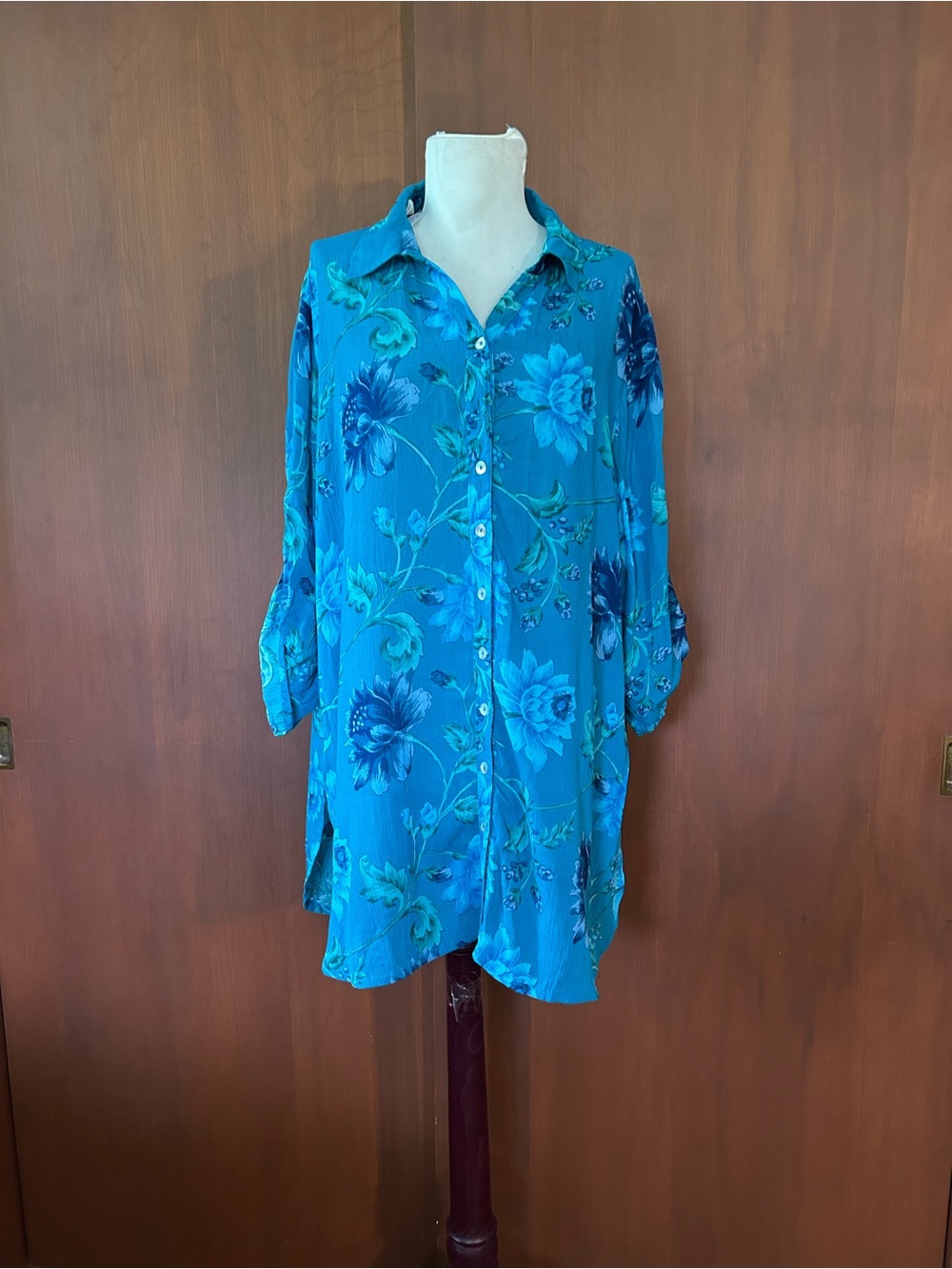 NWT April Cornell Teal Floral Lightweight Blouse
